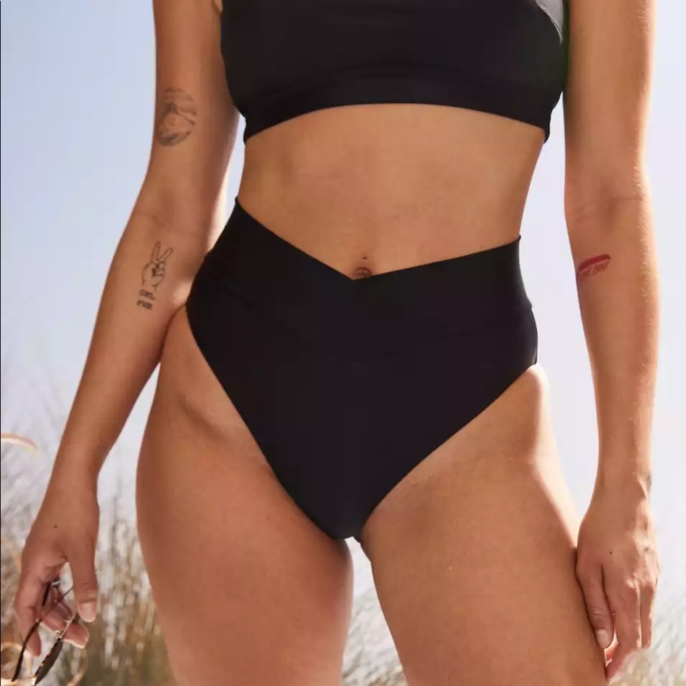 Aerie Crossover High Cut Cheeky Bikini Bottoms